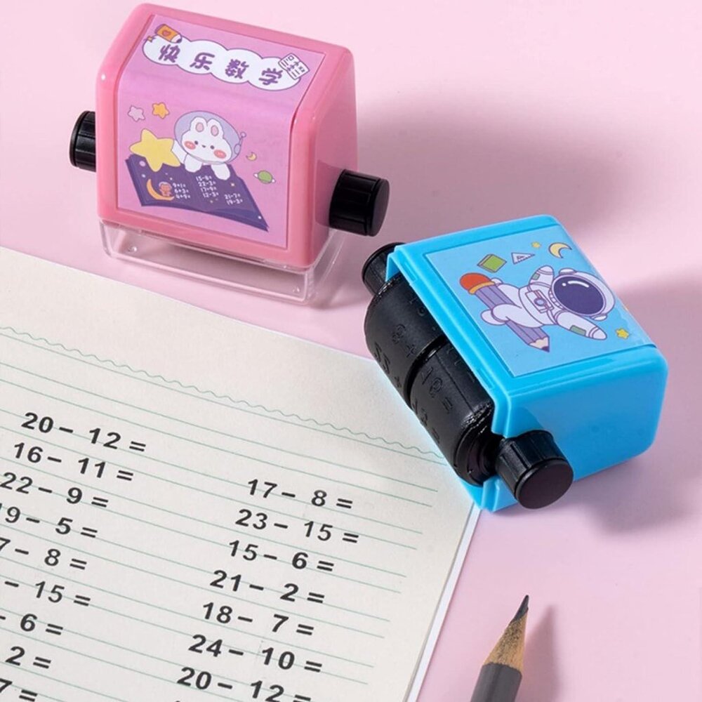 Teaching Stamps for Kids, Math Learning Roller Stamp2 Pcs(Mix & Macth Math)